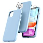 TOCOL 5 in 1 for iPhone 11 Case, with 2 Pack Screen Protector + 2 Pack Camera Lens Protector, Silicone Slim Shockproof Cover iPhone 11 Phone Case [Anti-Scratch] [Drop Protection], Light Blue