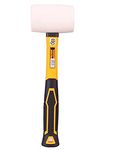 GSK Cut® Professional Rubber Mallet White Hammer Fiberglass Handle Ergonomic Comfortable Grip Handle, for Camping, Travelling, Construction, Woodworking, Total Weight – 450 GM