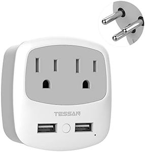 TESSAN Israel Power Adapter, Type H Travel Plug Converter Adaptor with 2 USB Ports 2 American Outlets for US to Israel Jerusalem