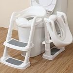 metaheim Potty Training Toilet Seat with Ladder, Foldable Toddler Potty Seat with Spacious Step, 5 Adjustable Heights, Anti-Slip and Anti-Splash