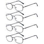 Eyekepper 4 Pack Metal Frame Spring Hinged Arms Reading Glasses Readers - Black +1.75