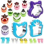 Edealing Cookie Cutters Set,12 PCS Vegetable Cutters Shapes and Bonus Cute Cartoon Animals Food Forks,Stainless Steel Mini Pie Sandwich Cutters Set for Kids Baking