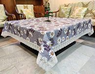 CASA-NEST Blue Flower Design PVC Plastic Printed Square Centre Table Cover -Design-4 (Size- 48x48 inches, Pack of 1)