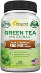 Green Tea Extract Supplement with EGCG - 180 Capsules - Max Potency Green Tea Fat Burner 500 mg Pills for Weight Loss, Boost Metabolism & Heart Health, All-Natural Low Caffeine Diet Detox Antioxidant