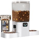 Automatic Cat Feeder with Two 1080P Camera for 2 Cats: 5G WiFi Dual Automatic Dog Feeder with Night Vision & Slow Feed, Double Auto Cat Food Dispenser for Pet, Detachable for Easy Cleaning(ACF180W-C)