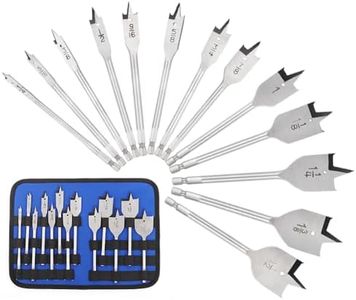 COMOWARE 13 Pcs Spade Drill Bit Set - Paddle Flat Bits Set for Woodworking, Hex Shank, Carbon Sreel, 1/4"-1-1/2", Portable Nylon Storage Holder