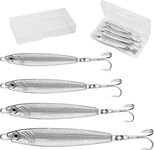 Annyswit 4 Pcs Metal Sea Fishing Lures with Trebles Hooks Silver Minnow Spoon Lures 20g 30g 40g 60g Pike Sea Fishing Tackle Metal Jigs for Mackerel & Cod & Bass & Sea & Freshwater Fishing