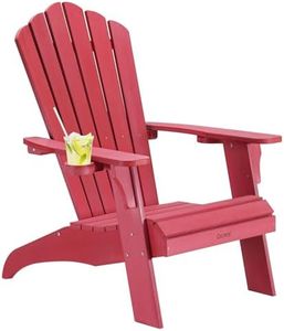 Cecarol Oversized Adirondack Chair Plastic, Outdoor Fire Pit Chair with Cup Holder, Adirondack Patio Chair Weather Resistant for Outside, Porch, Lawn, Garden- AC01, Red