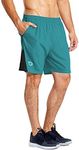 baleaf Men's 7" Running Shorts with Mesh Liner Zipper Pocket for Athletic Workout Gym Teal XX-Large
