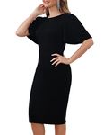 Aphratti Black Dresses Women Formal Church Graduation Midi Sheath Dress Summer Fall Dresses Women Trendy 2024 Black Small