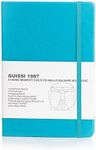 Guissi Classic Dotted Grid Bullet Notebook Journal Dot Hard Cover A5 Premium 80gsm Thick Acid-Free Paper with Fine Inner Pocket Faux Leather Office School Supplies 144 Pages Designed in Florence