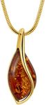 Copal Ladies Genuine Amber Necklace - Adjustable 925 Silver Gold Plated Honey Colour Ecological Packaging, Silver, Amber