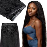 Flooyeer Seamless Clip in Hair Extensions Real Human Hair, Hair Extensions Real Human Hair, 24inch 7 Pcs 110g, Kinky Straight Remy Hair Extensions, Injected Clip in Hair Extensions Black Women
