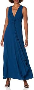 BCBGMAXAZRIA Women's Floor Length Evening Gown with Plunging Neckline, Poseidon, 6