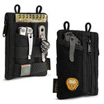VIPERADE VE18 EDC Pouch, Pocket Organizer Pouch for Men, EDC Pocket Organizer Pouch, 3 Slots with 2 Zipper Pockets, EDC Pouch Multitool Pouch (Black)