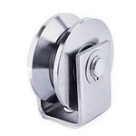 Chiloskit Heavy Duty Caster Wheels 2 inch 304 Stainless Steel Sliding Gate Rollers Wheel Bearing V Groove Guide Pulley Bracket for Lifting Swing/Sliding Sate with Wheel+Bracket,660 lbs Capacity (V)