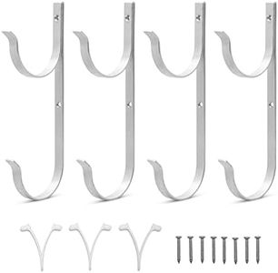 Imolede Pool Pole Hanger - 4 Piece Set - Holder Brackets for Telescopic Pole, Skimmer, Rake, Net, Brush, Tools, Equipment - Complete with Clips