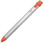 Logitech Crayon Digital Pencil for all iPads (2018 releases and later) with Apple Pencil technology, anti-roll design, and dynamic smart tip - Silver/Orange