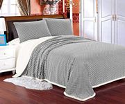 Elegant Comfort Luxury Micro-Sherpa Ultra Plush Warm Heavy-Weight Wave Pattern Blanket, Full/Queen, Grey