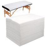 Tvvcalk 100PCS Disposable Bed Sheets for Massage Table, Waterproof Massage bed Sheets for Spa Travel Tattoo Salon Lash Bed Cover, Esthetician Supplies, Non woven Fabric, 71" x 31" (White sheets)