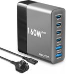 UOUCOO 160W USB C Charger Multi Port,GAN Charger USB Charger 100W+45W 6 Port Fast Charger USB C Power Adapter USB C Charging Station,USB C Wall Charger MacBook Pro/Air,Dell,i-P/hone15 Pro Max/14/13/12