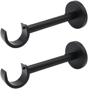 Curtain Rod Bracket for Wall, 2pcs Heavy Duty Curtain Rod Holders for up to 1 inch rods, Long Curtain Brackets with Installation Accessories Included, Set of 2, Black