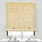 ORNDSDM Cordless Bamboo Blinds for Windows, Bamboo Roman Shades, Woven Wood Bamboo Roller Shades, Indoor/Outdoor Retro Reed Curtains, Privacy Protection and Light-Filtering, Easy Mounting