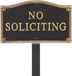 Whitehall Products 10476 Statement Plaque, Small Wall/Lawn-No Soliciting, Black/Gold