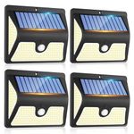 Solar Motion Sensor Lights Outdoor - IP65 Waterproof 4 Pack 230 LED Solar Powered Security Light, 3 Lighting Modes Wireless Lampe Solaire Exterieur for Backyard Fence Garden Patio Garage