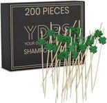 200 Pcs St. Patrick's Day Cocktail Toothpicks - Clover Shaped Shamrock Toothpicks,- 4.7" St Patricks Day Picks, Perfect Shamrock Floral Picks for St Pattys Day Party (Green Shamrock Picks)