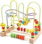 Wondertoys Bead Maze Toy for Toddlers Wooden Colorful Abacus Roller Coaster Educational Circle Toys for Babies Bead Maze Activity Cube Sensory Toys for Children