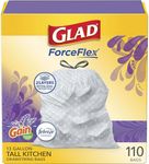 Glad Tall kitchen drawstring trash bags - odorshield 13 gallon, febreze mediterranean lavender, Lavender, 110 Count