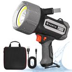 FORTO Rechargeable Spotlight 5000LM, IPX7 Waterproof Flashlight with 5200mAh Long-Lasting Battery, 7 Modes Handheld Light with EVA Case, for Boat, Hunting, Emergency, Outdoor Use