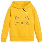 More & More Girl's Cotton Hooded Hoodie (Cat Hoodie Kids Yellow-22_Yellow_2-3 Years)