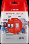 Canon PG-545 XL CL-546 XL VALUE SEC Pack of 2 cartridges (Black XL Colour XL) + 50 sheets of 10x15cm Canon Photo Paper Genuine Canon (Plastic Pack )