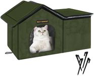 Rest-Eazzzy Cat House for Outdoor Cats, Weatherproof and Insulated Feral Cat House with Mat and Clip, Easy to Put Together, Selfwarming Cat Shelter for Winter(Green, Waterproof House-S)