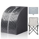 iDOTODO Portable Infrared Saunas for Home, One Person Full Body Home Spa Tent with Heating Foot Pad, Remote Control, Reinforced Foldable Chair（Grey, L 27.6’’ x W 31.5’’ x H 37.8’’）