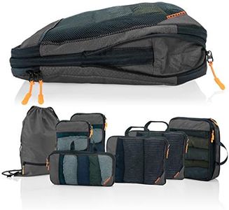 Packing Cubes de compresión [7 piezas] para kit de viaje y juego de viaje - Más espacio en la mochila con los Packing Cubes, contenedores para maleta, organizador de maletas, organizador de equipaje