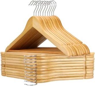 Natural Wooden Hangers 20 Pack, Non-Slip Clothes Hangers with 360° RotatingHooks for Shirts, Durable Heavy Duty Hangers, Slim Space Saving Hanger,Pants, Suits - Ideal for Closet & Travel Storage