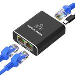 Loydia Ethernet Splitter 1 to 2, Gigabit Ethernet Network Switch, 1000Mbps RJ45 Internet Splitter Network Splitter with USB-C Power Cable for Computer, Laptop, Hub, Switch, Router, Set-Top Box, etc