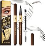 Eyebrow Pencil for Women,4-Tip Microblading Eyebrow Pen with 1 Brow Brushes, Waterproof&Sweatproof for Women to Effortlessly Create Natural Hair-Like Strokes, All-Day Wear,Gifts for Girls,Black Brown