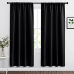 RYB HOME Bedroom Window Treatments Blackout Curtains - RYB HOME ( 42 Wide x 72 Long, Black, 2 Pieces ) Blackout Rod Pockets Drapes Panels Windows Shades Energy Efficient Privacy Protect for Living Room