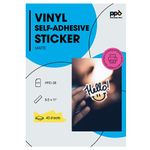 PPD 40 Sheets Inkjet Creative Media Matte Self Adhesive Vinyl Sticker Paper 8.5x11 Premium Commercial Grade 4.7mil Thick Full Sheet Photo Quality Instant Dry Scratch and Tear Resistant (PPD-38-40)