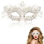 Goenb Masquerade Mask for Women, Mardi Gras Mask Venetian Mask Masquerade Ball Mask Metal Rhinestone Mask for Halloween Party