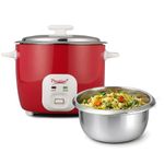 Prestige Delight Cute 1.8 Bowl Electric Rice Cooker(1.8L for Rice-Open Type, Silky Red, with Stainless Steel Cooking Pan 4.4L Volume,700 W)