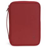 Cross Solid Blank Red Thinline Vinyl Zippered Bible Cover Case with Handle