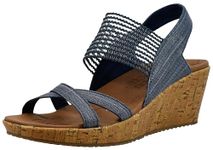 Skechers Cali Women's Beverlee-High Tea Wedge Sandal,navy,7.5 M US