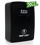 Iron Lock - XXL Key Lock Box, 4 Digit Combination Large Lock Box, Wall Mounted Key Lock Box, Indoor/Outdoor Waterproof Extra Large Lock Box, A/B Switch with Resettable Code, House Spare Keys