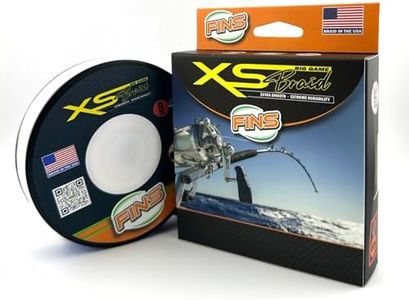 FINS XS Big Game Braid - USA Made - 8-End Round Abrasion Resistant Braided Fishing Line for Freshwater/Saltwater Trolling and Bottom Fishing - White - 20 lb - 4000 Yds
