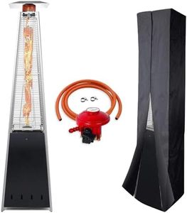 BU-KO Chauffage au Gaz Terrasse | Extérieur : Jardin, Camping, Barbecue | Chauffage Propane Pyramide - 13kw | Roues | Foyer GPL en acier inoxydable | Couvercle anti-feu et anti-eau inclus